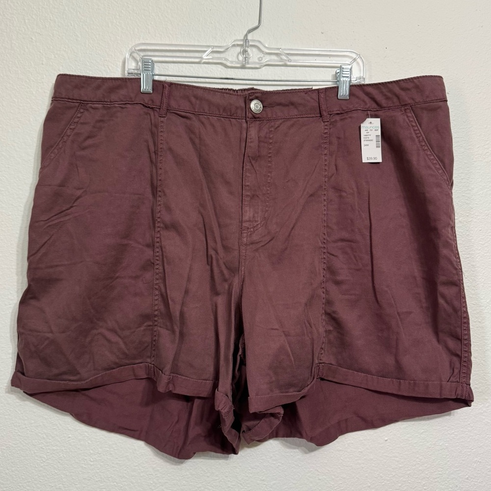 Maurices Purple Mauve Mid Rise 5" Inseam Shorts Womens Size 24W NWT Comfy Light